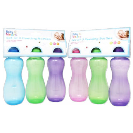BOTTLES,3PK 8OZ BABY YEARS 2 ASSTD C/P 12