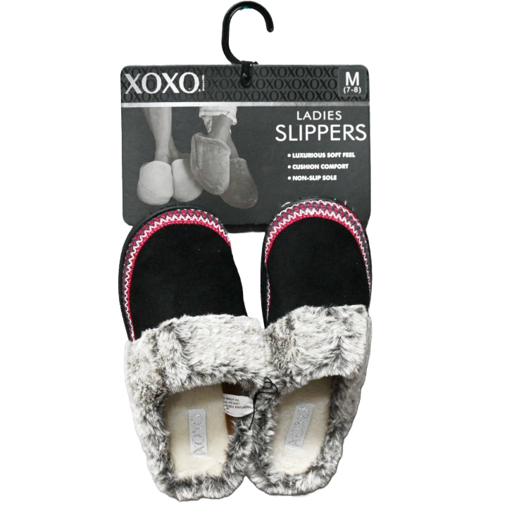 S-L XOXO BLACK LADIES SLIPPERS C/P 24