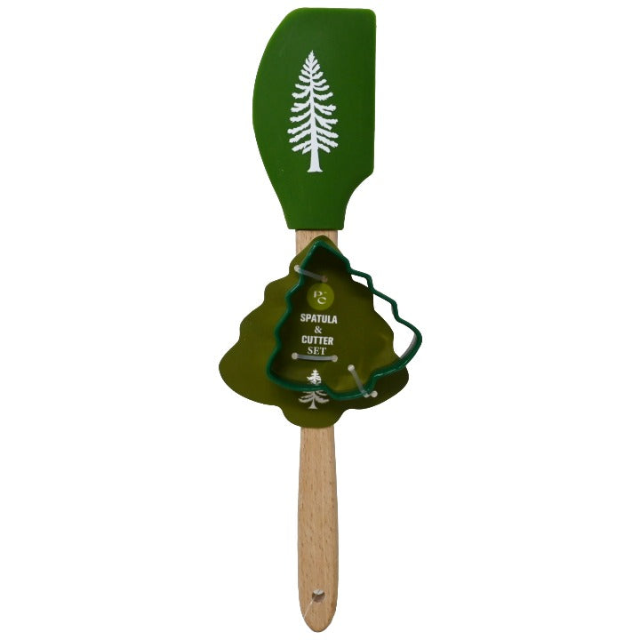 2pc Grn Jolly Spatula Cookie Cutter Scraper Set C/P 24 Phantom Chef Holiday