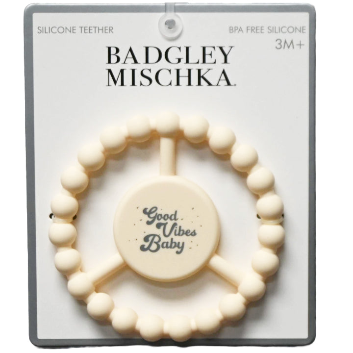 1pc Silicone Peace Teether - Ivory "Good Vibes Baby" C/P 100