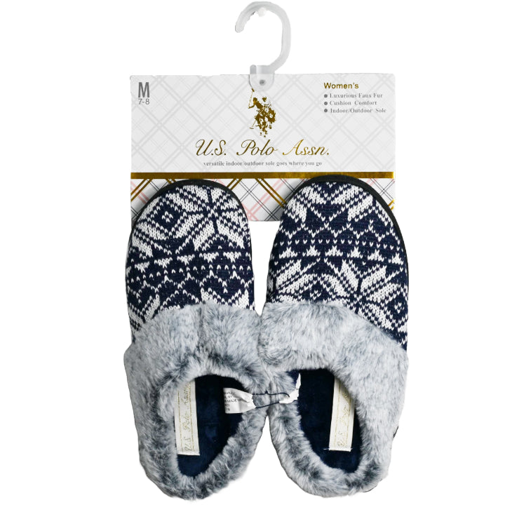 U.S. POLO ASSN. LADIES TAN SLIPPERS W/FUR SIZE 5-10 C/P 24