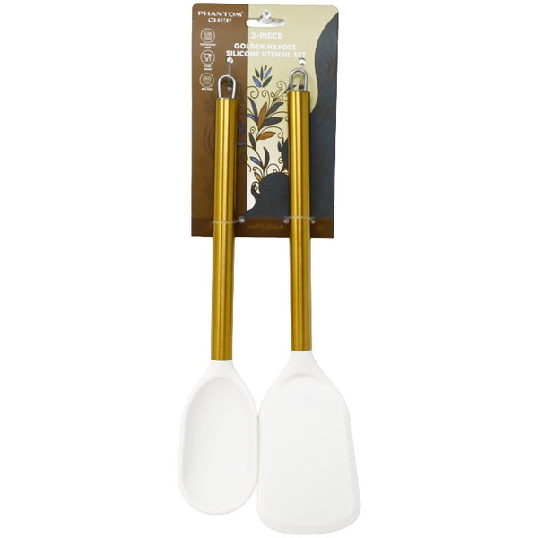 2pc Crm Gld Turner Spoon Set C/P 12 Phantom Chef