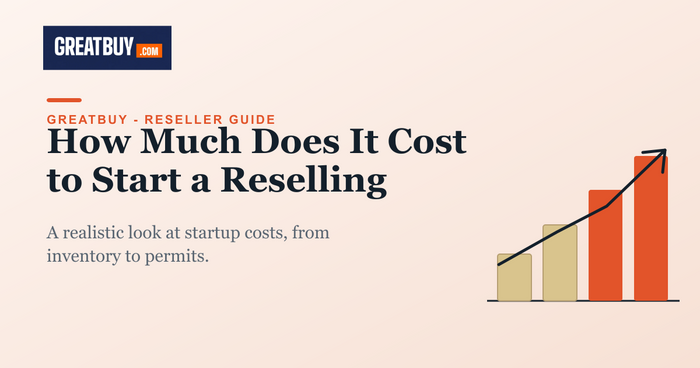 Growth chart illustration for a GreatBuy guide on reselling startup costs