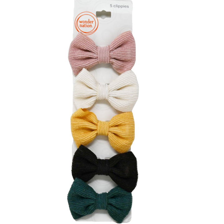 Wonder Nation 5 PC CORDUROY BOW CLIPPIES C/P 48