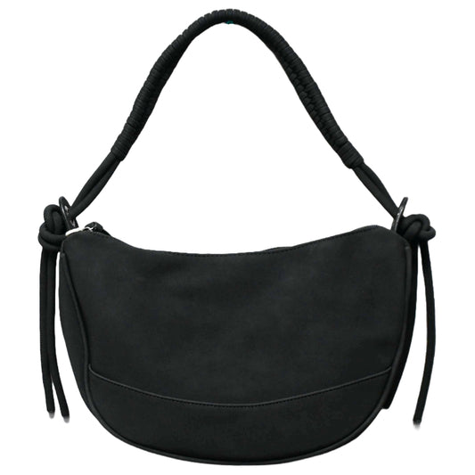 BLACK CRESCENT SHOULDER BAG wWRAPPED HANDLE AND TIES C/P 12