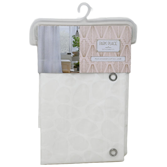 70" X 72" WHITE PEVA SHOWER CURTAIN C/P 12