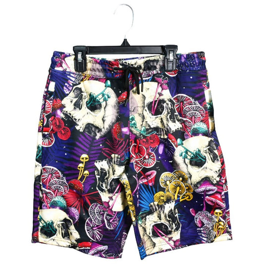 Mens Blk Skull Volley Shorts C/P 48 Drill Clothing Co.