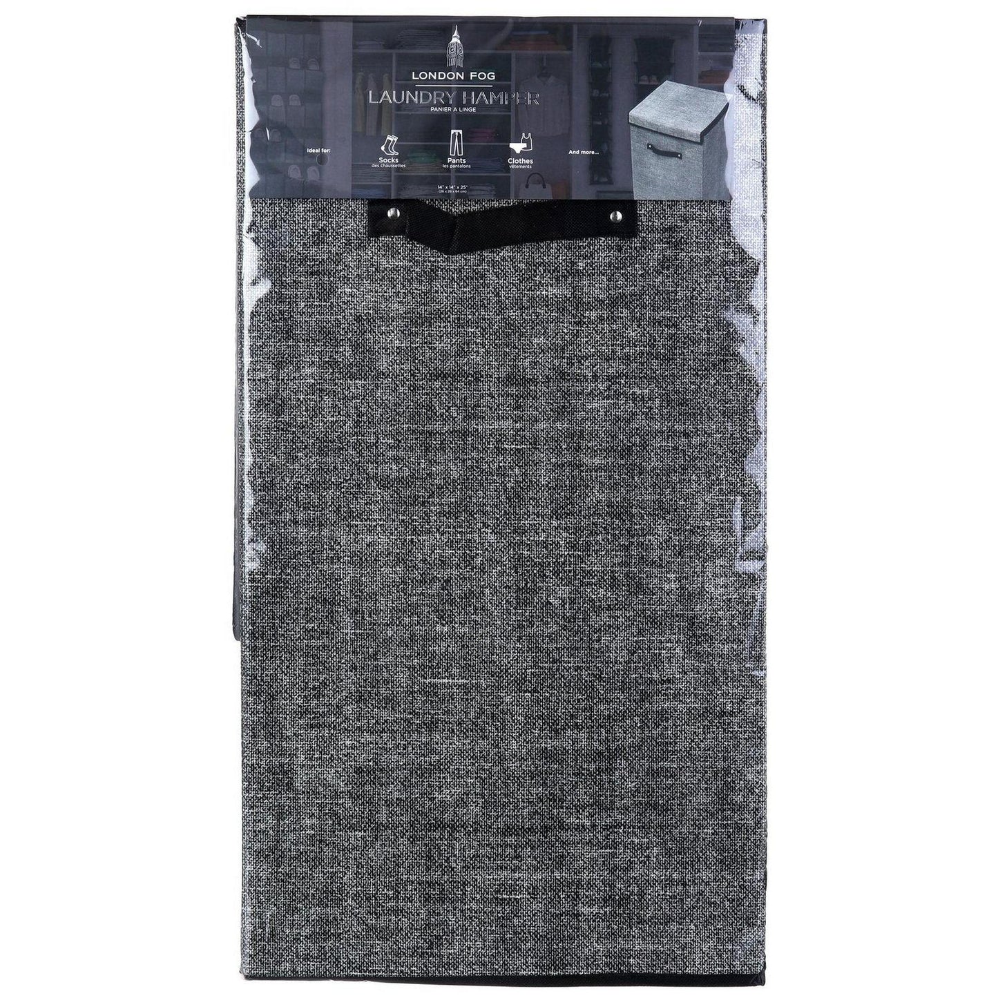 14"x25" LONDON FOG CHARCOAL FOLDABLE HAMPER C/P 8
