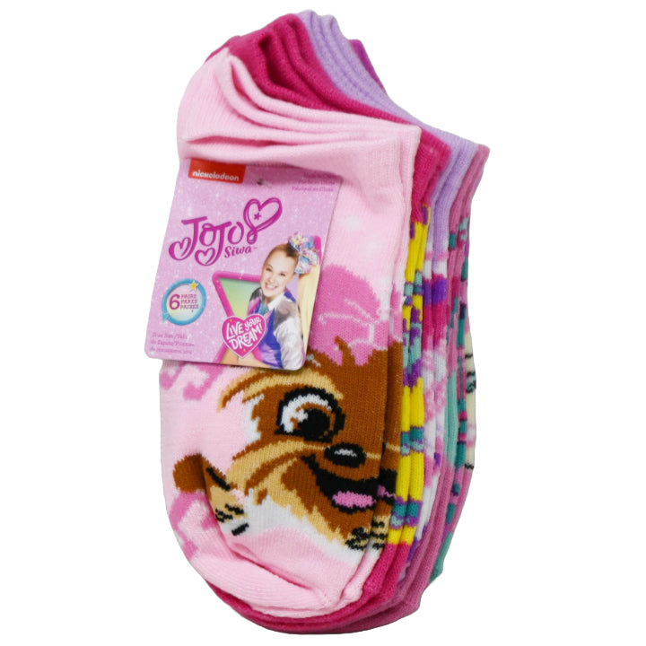 6pk JOJO SIWA FEEL THE BEAT NS SOCKS SIZE 6-8 C/P 24