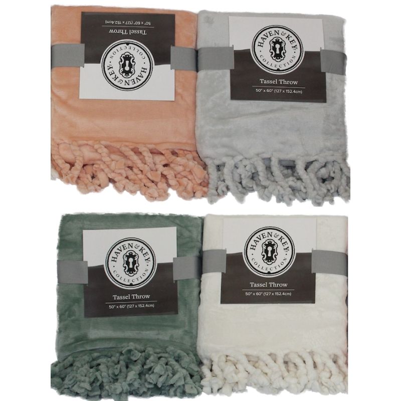 50"x60" SOLID TASSEL THROW C/P 16