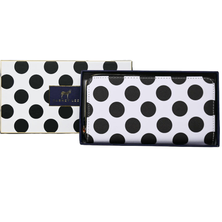 *OUTSIDE OF CA* LRG POLKA DOT ZIPPER WALLET IN GIFT BOX C/P 40