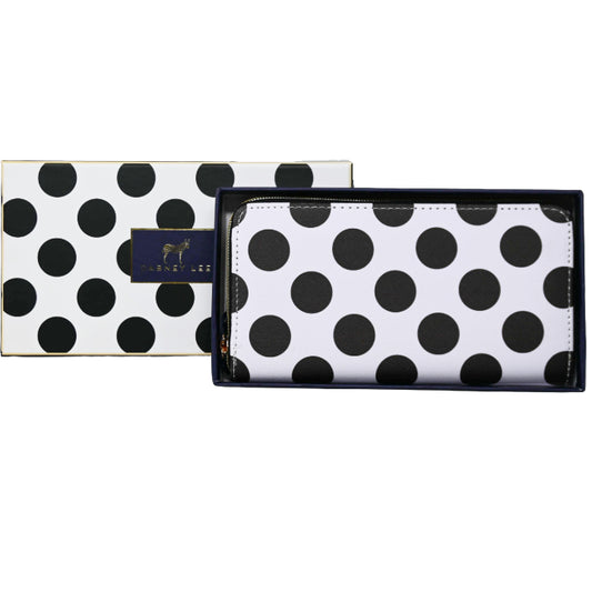 *OUTSIDE OF CA* LRG POLKA DOT ZIPPER WALLET IN GIFT BOX C/P 40