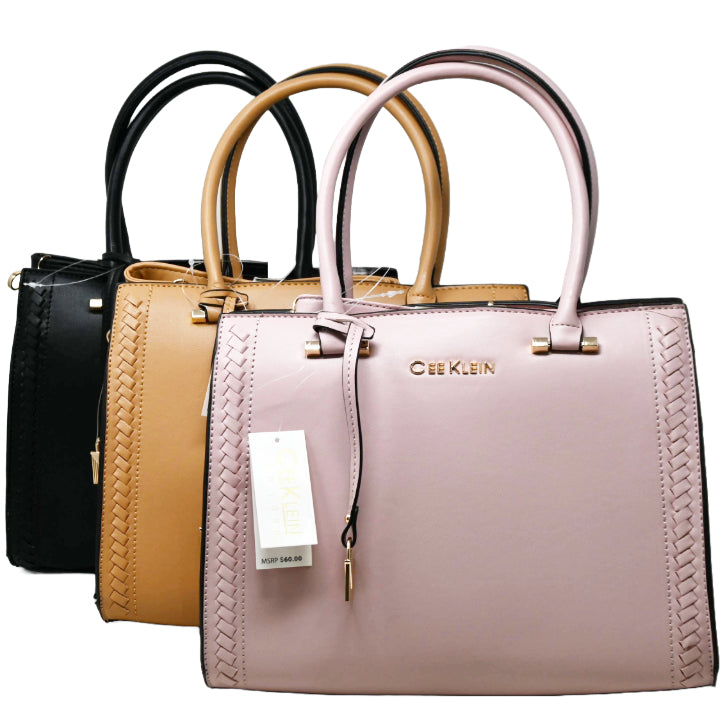 CEE KLEIN SATCHEL BAG W/TOP ZIPPER 3ASST C/P 12