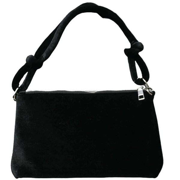 BLACK EVENING BAG W/KNOTTED HANDLE C/P 24