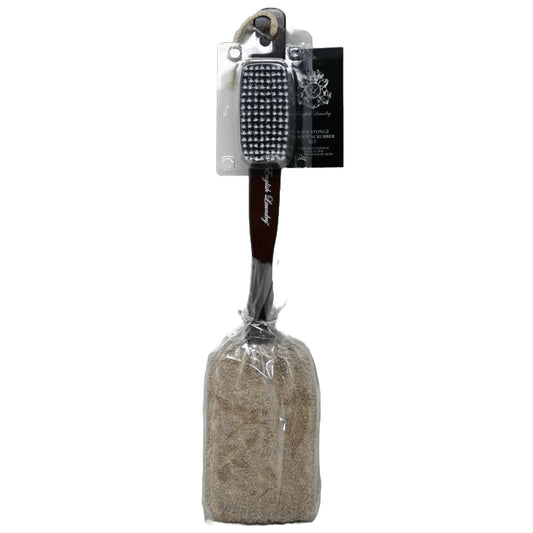BACK SPONGE & FOOT SCRUBBER SET W/GREY HANDLE ENGLISH LAUNDRY C/P 24