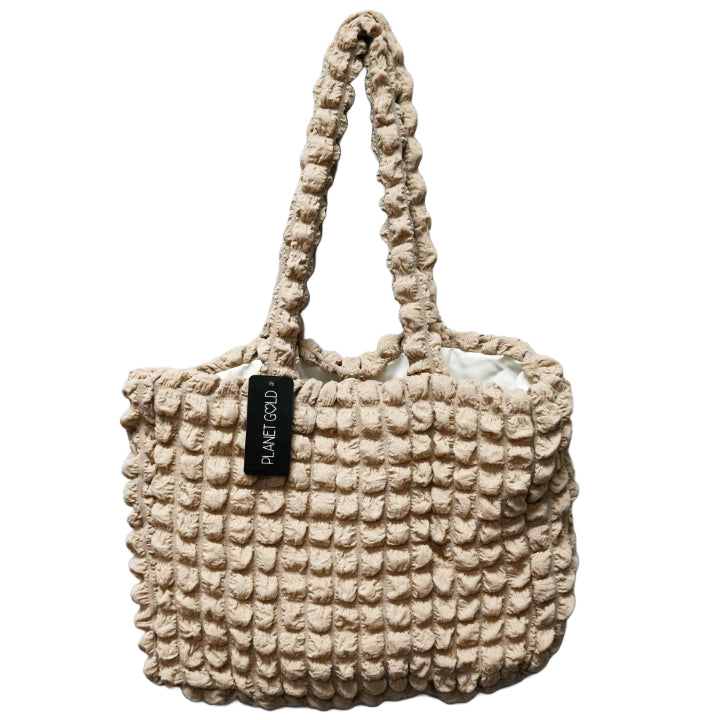 TAUPE QUILTED CARRY ALLl HANDBAG W/TOP ZIPPER C/P 12