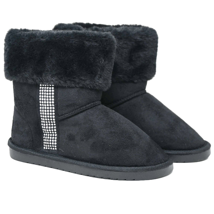 Girls Black Microsuede Winter Boots C/P 12 BEBE