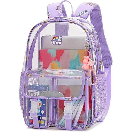 16.5" *OUTSIDE USA* CLEAR/PURPLE BACKPACK C/P 18