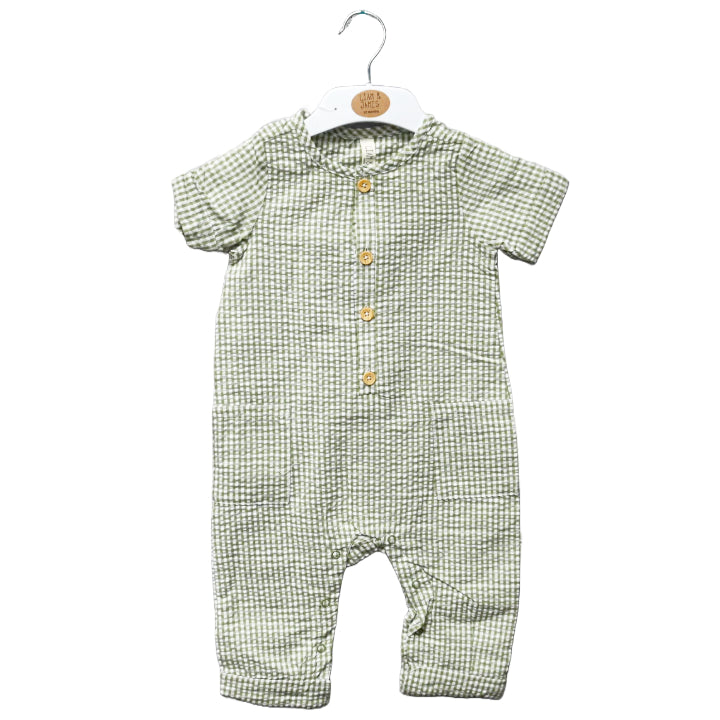 INFANT SAGE. GINGHAM COVERALL C/P 48