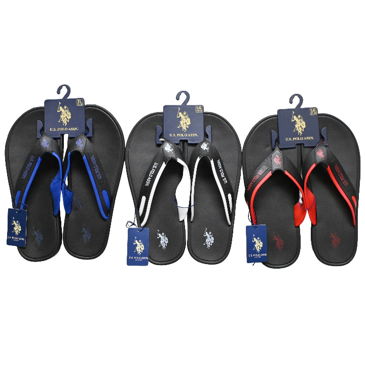 U.S. POLO ASSN. MEN'S ASST BLK/BLUE/RED SANDALS C/P 36