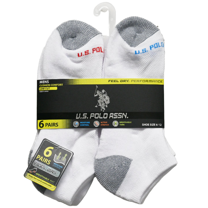 6pk MEN'S WHITE LOW CUT CUSHION SOCKS SIZE 6-12 C/P 48