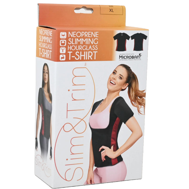 XL 2-TONE WOMEN NEOPRENE HOURGLASS T-SHIRT W/SLEEVES (BOXED) C/P 12