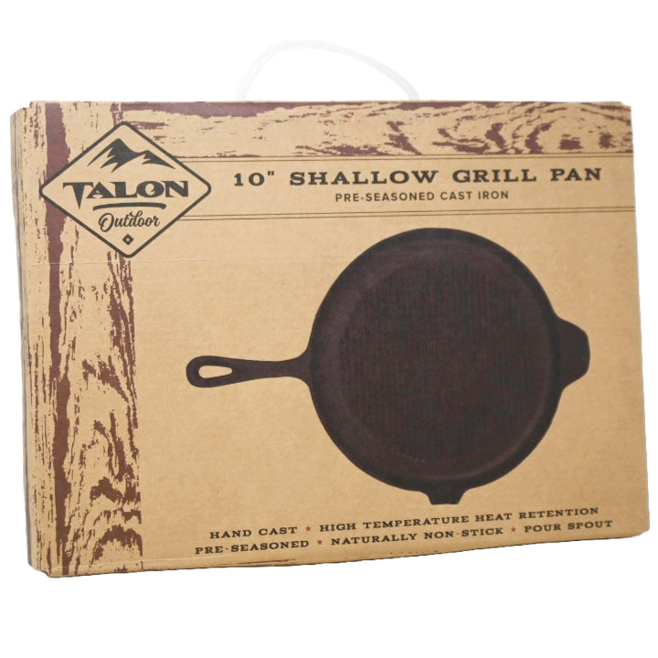 TALON 10" Cast Iron Shallow Grill Fry Pan Pre-Seasoned CB C/P 6