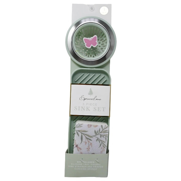3pc Sage Sink Strainer/Tray/Sponge C/P 24