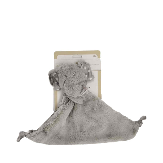 10"X10" GREY ELEPHANT W/ POLKA DOT BABY BLANKET WITH RATTLE C/P 24