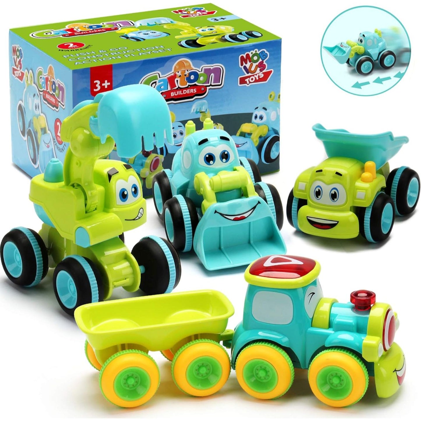 4 Push & Go Construction Trucks - Best Toddler Playset C/P 24