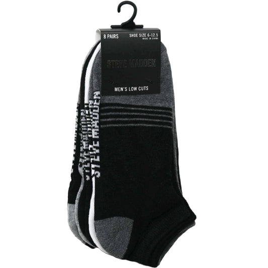 8pk MENS LOW CUT SOCKS ASST COLOR SIZE 10-13 STEVE MADDEN C/P 24