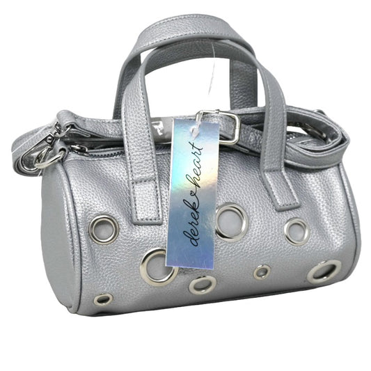 SILVER GROMMET MINI BARREL HANDBAG DEREK HEART C/P 24
