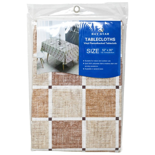 52x90" PRINTED VINYL TABLECLOTH wFLANNEL BACKING C/P 24