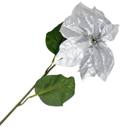 SILVER VELVET POINSETTIA STEM C/P 144