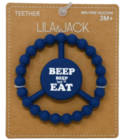 1pc Silicone Peace Teether - Navy "Beep Beep Time to Eat" C/P 100