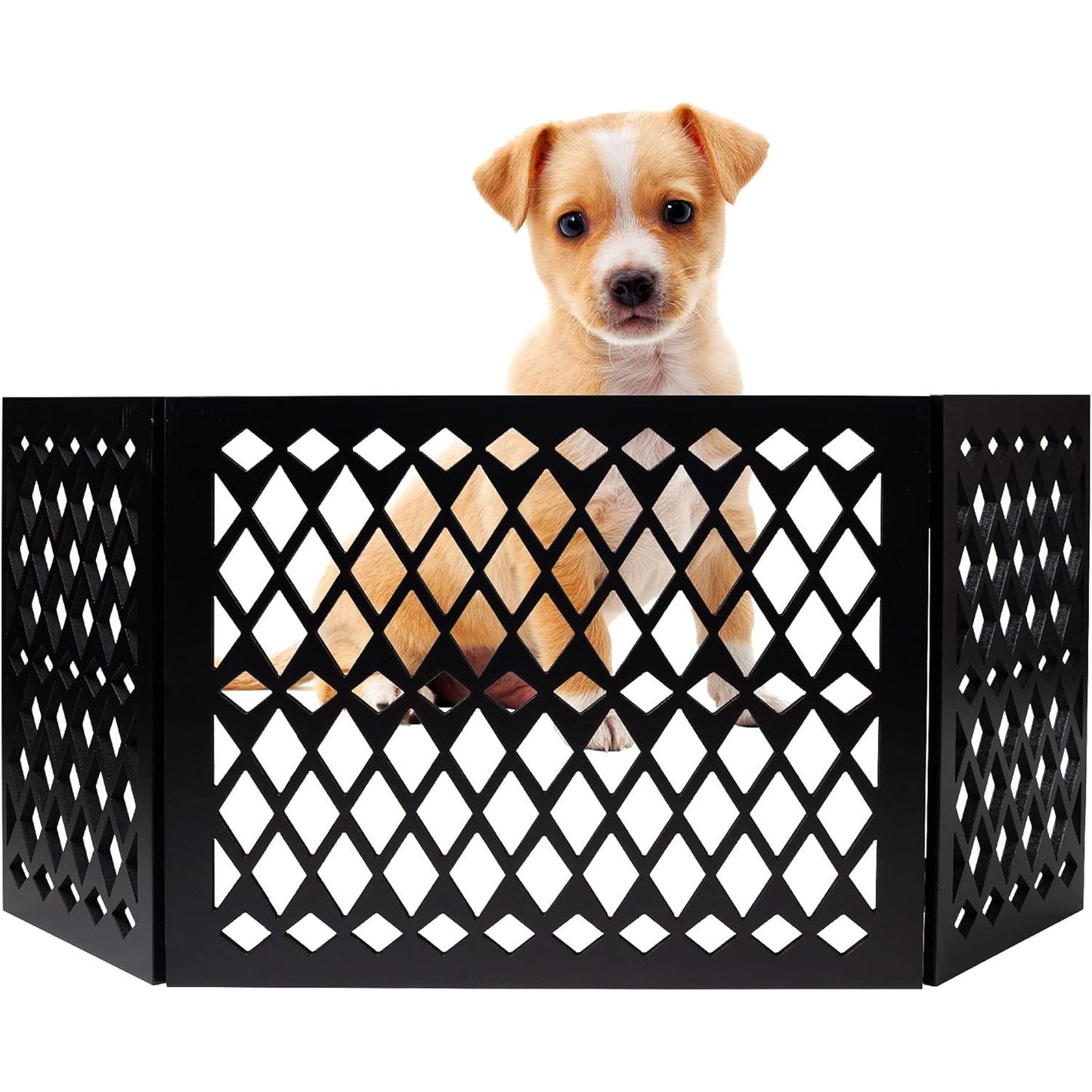 47"L BLACK WOOD DIAMOND DECOR PET GATE C/P 4