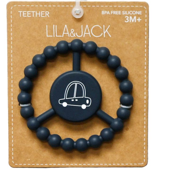 1pc Silicone Peace Teether - Navy Car Print C/P 100