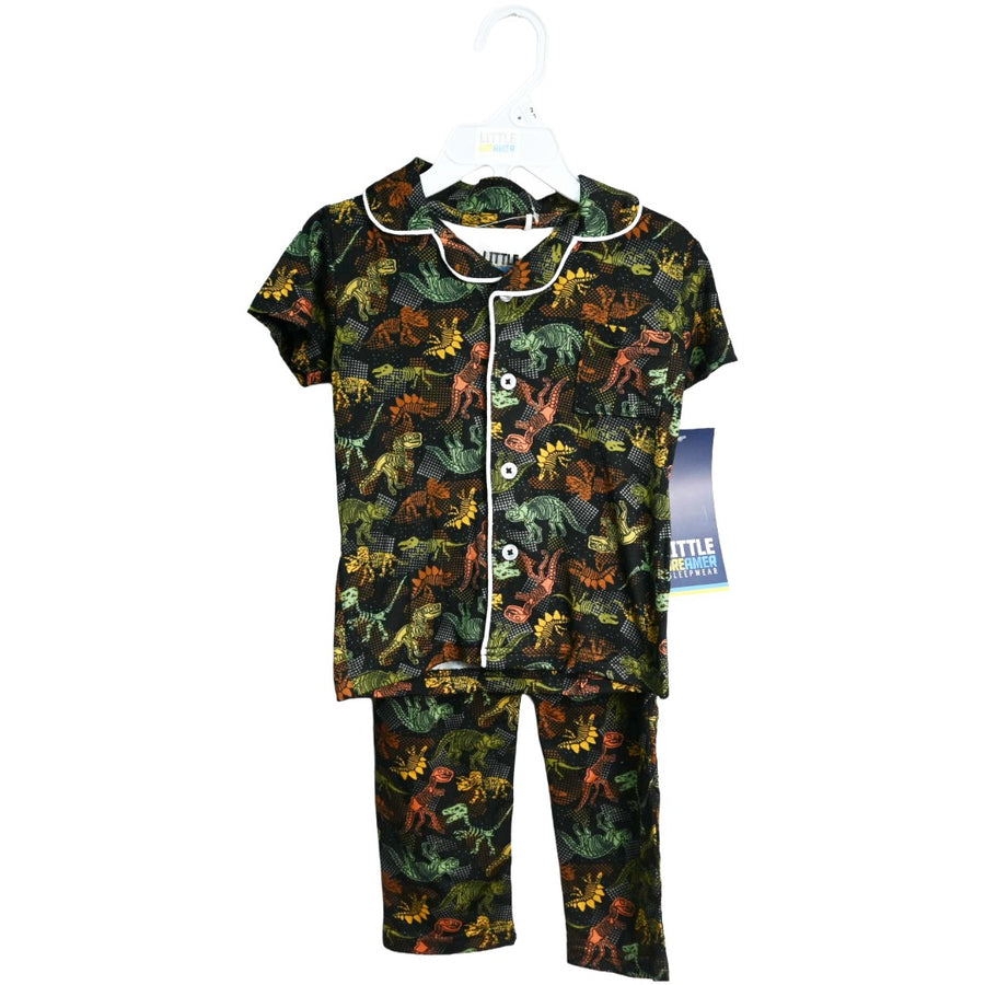 Blk Dino Toddler 2pc Pajama Set C/P 48 Little Dreamer