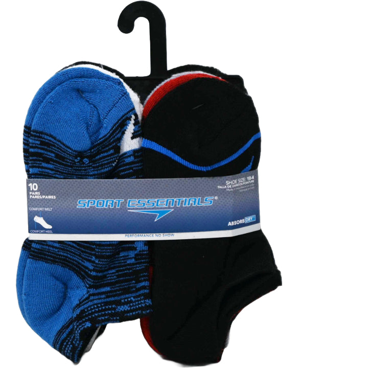10pk BLUE SPORT ESSENTIALS COLORBLOCK HC NS SOCKS SIZE 6-8 C/P 60
