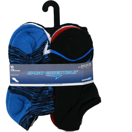 10pk BLUE SPORT ESSENTIALS COLORBLOCK HC NS SOCKS SIZE 6-8 C/P 60