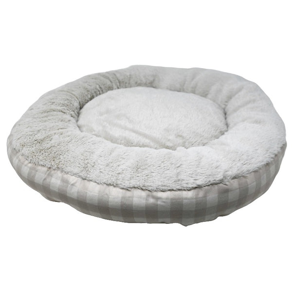21.5"RND PLAID PRINTED PET BED C/P 12