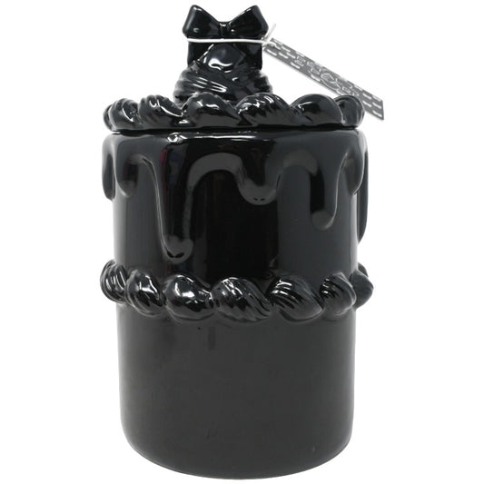 Blk Bow Canister w/Lid C/P 12 Petal & Pearl
