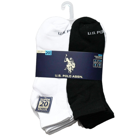20pk MEN NC QTR SOCKS U.S. POLO ASSN. ASST COLORS SIZE 6-12 C/P 48