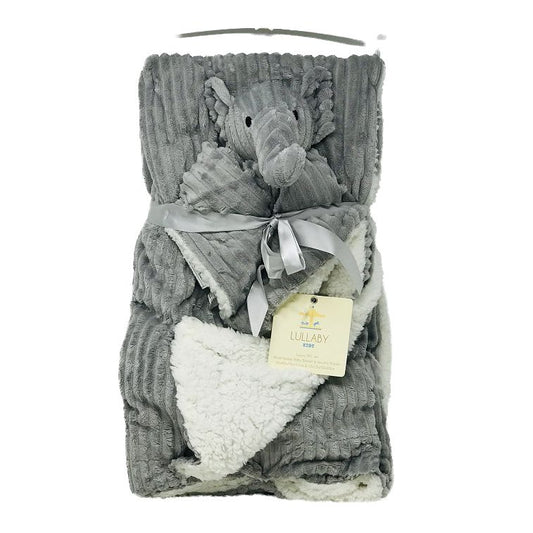GREY BABY BLANKET W/BLANKIE C/P 24