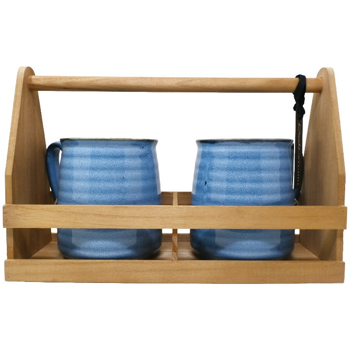 2pk Blu Mugs Wood Crate C/P 8 Dwell Studio