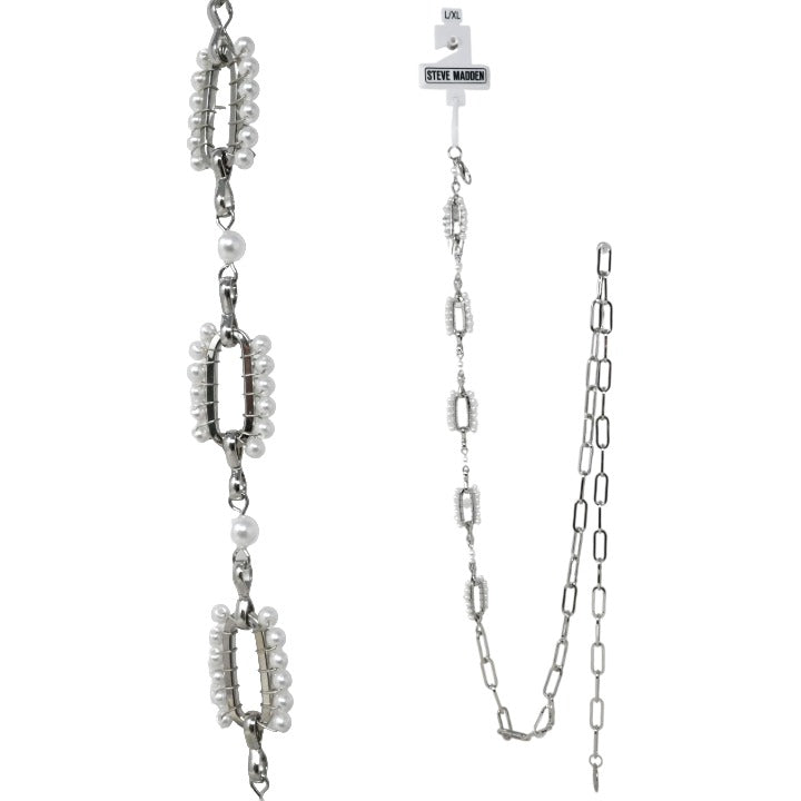 L/XL Silver Bead Belt C/P 50 Steve Madden