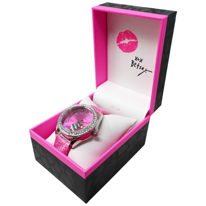 Slv w/Pnk Band Xmas Watch C/P 50 Betsey Johnson