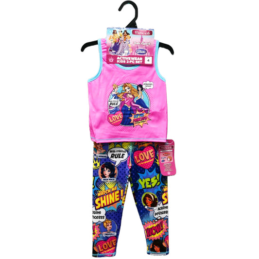 FAIRYTALE PRINCESS RACER TANK ACTIVEWEAR SET COMIC STRIP 4-ASST SIZE 4-6X C/P 48