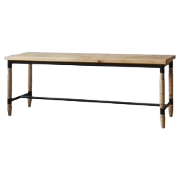 Wooden Bench with Metal Accents 19.5"Hx55.1"Lx13.4"W RTA C/P 1