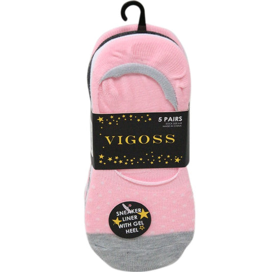 5pk VIGOSS GIRLS MULTICOLOR LINER SOCKS C/P 60